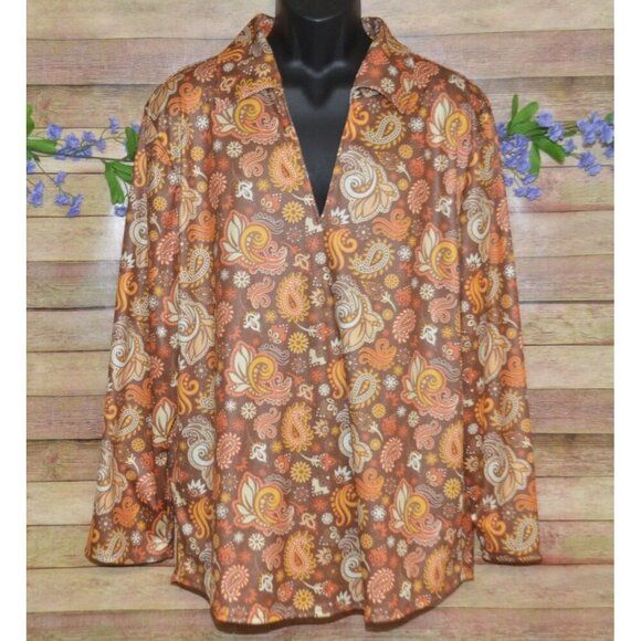 Spirit Halloween Mens L Shirt Costume Party Collared Retro 70s Hippie Paisley - Picture 1 of 7